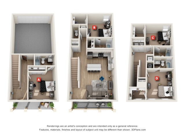 The Cove - 4x4.5 Floor plan