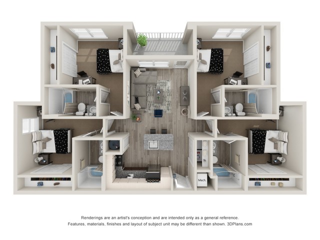 The Sunrise D1 Alt - 4x4 Floor plan