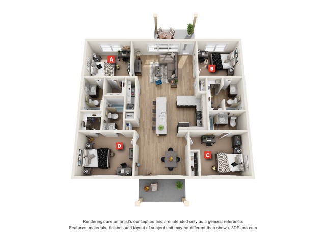 The Keys Flat - 4x4 Floor plan